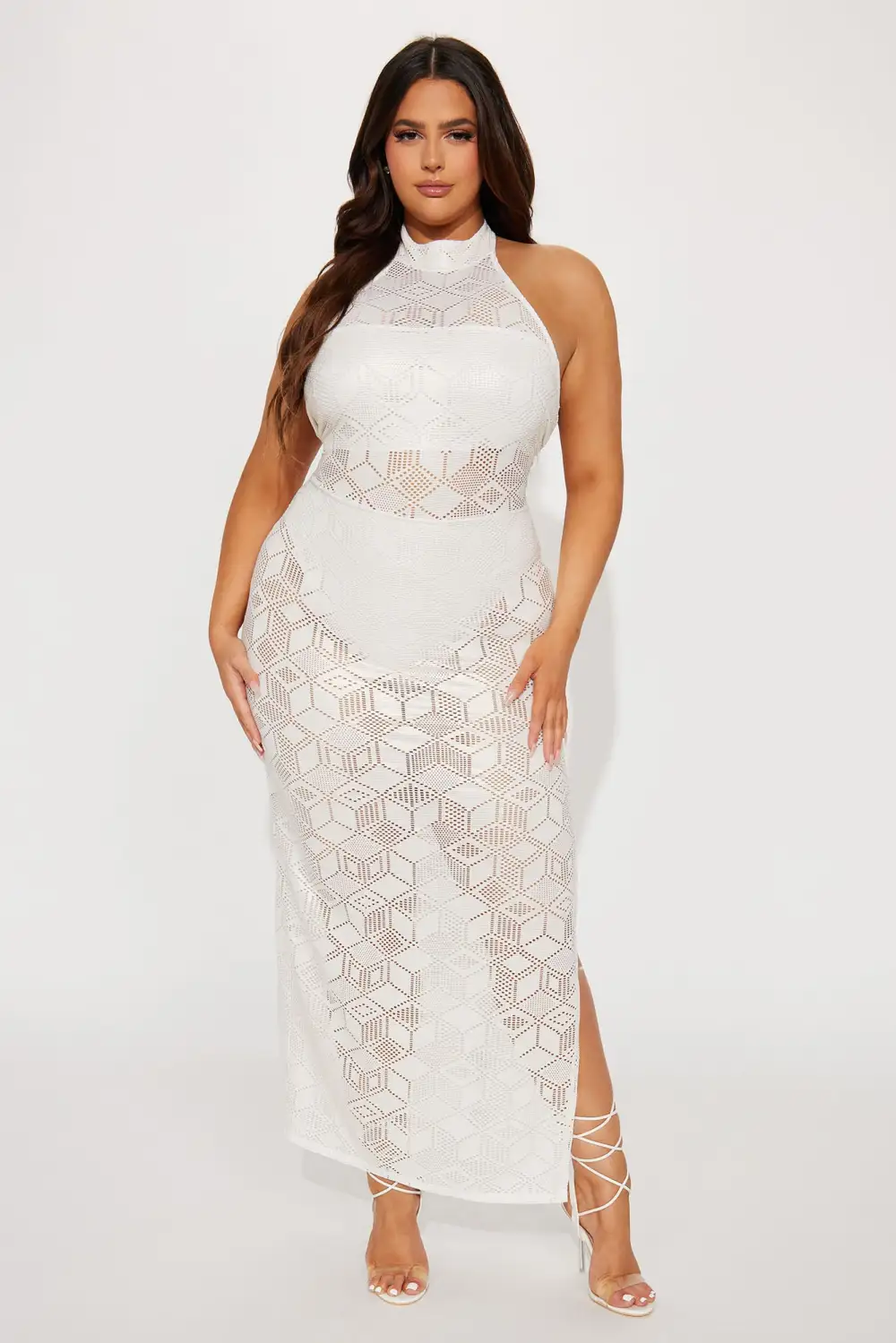 Angelica Metallic Maxi Dress - White