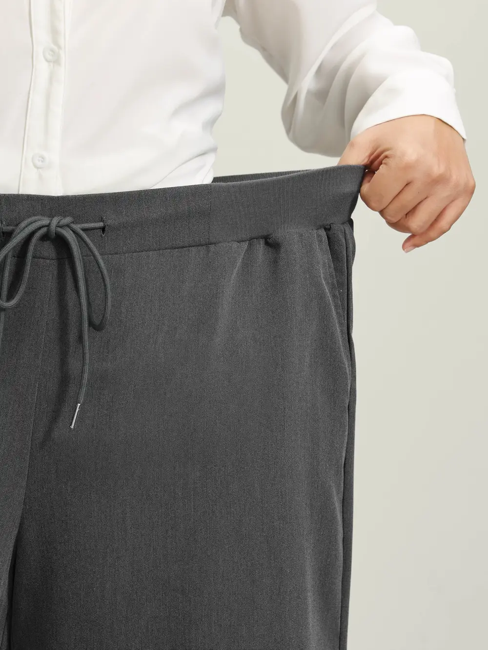 Heather Drawstring Waist Wide-Leg Pants