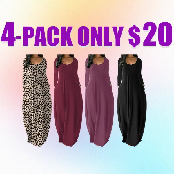 Women’s Leopard Print Long Sleeve Nightgown