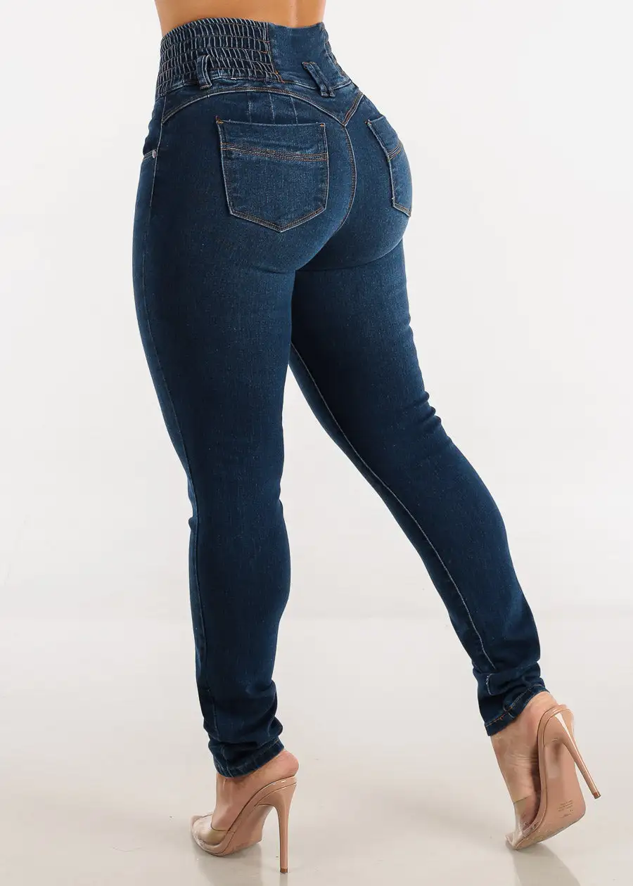 MX JEANS Spandex Waist Butt Lift Dark Wash Skinny Jeans