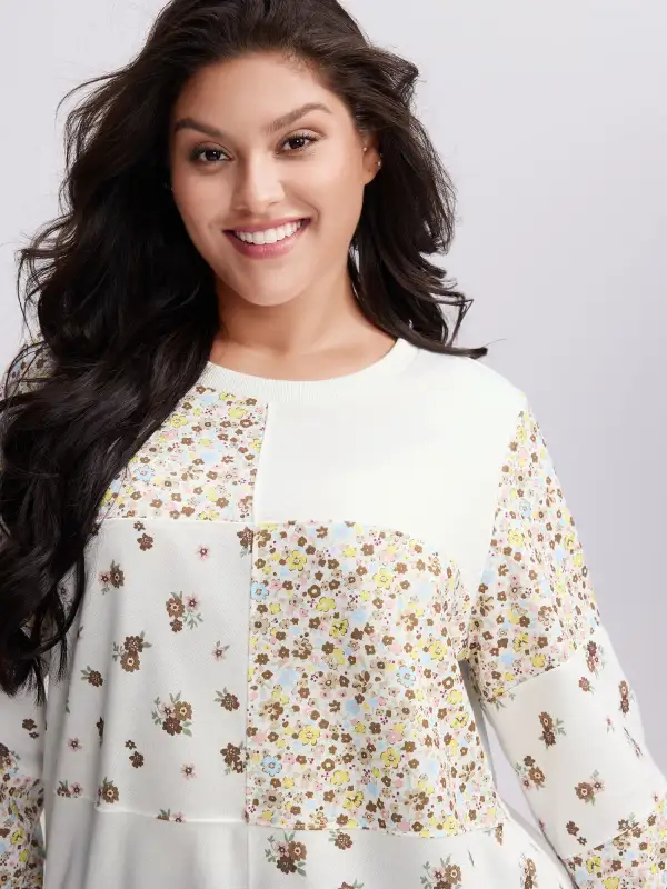 Floral Patchwork Pattern Sweatshirt