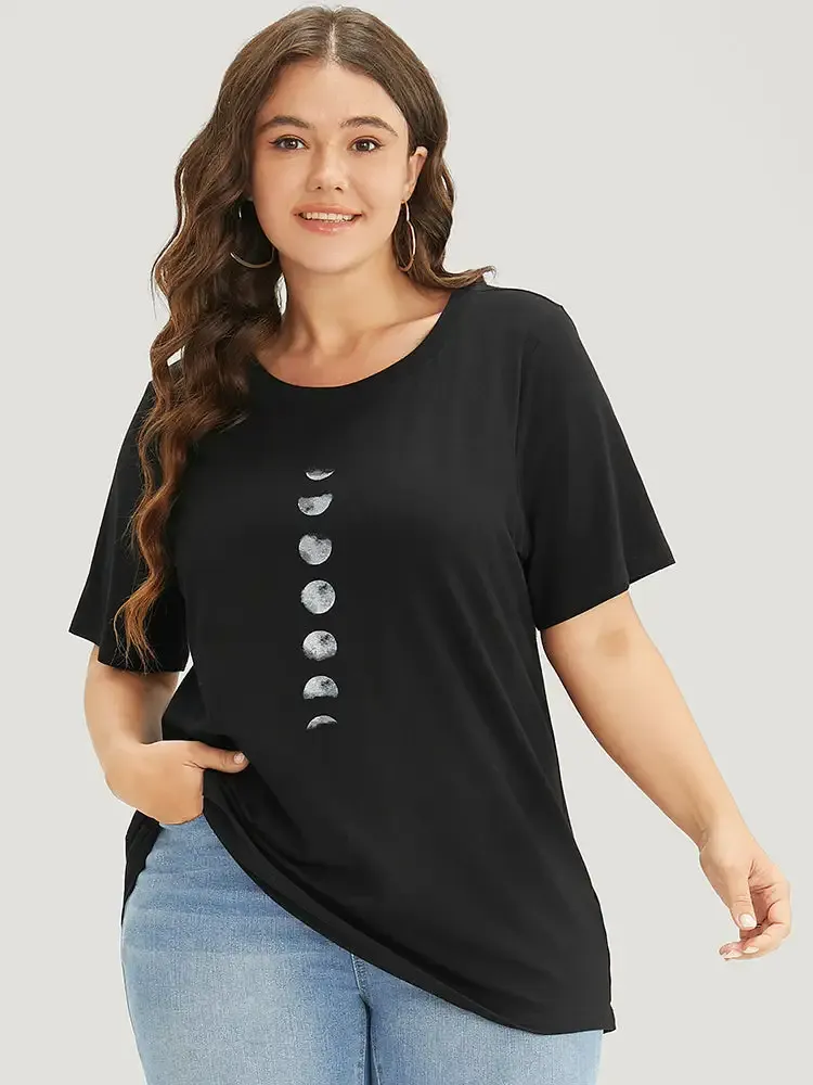 Moon Print Short Sleeve T-shirt