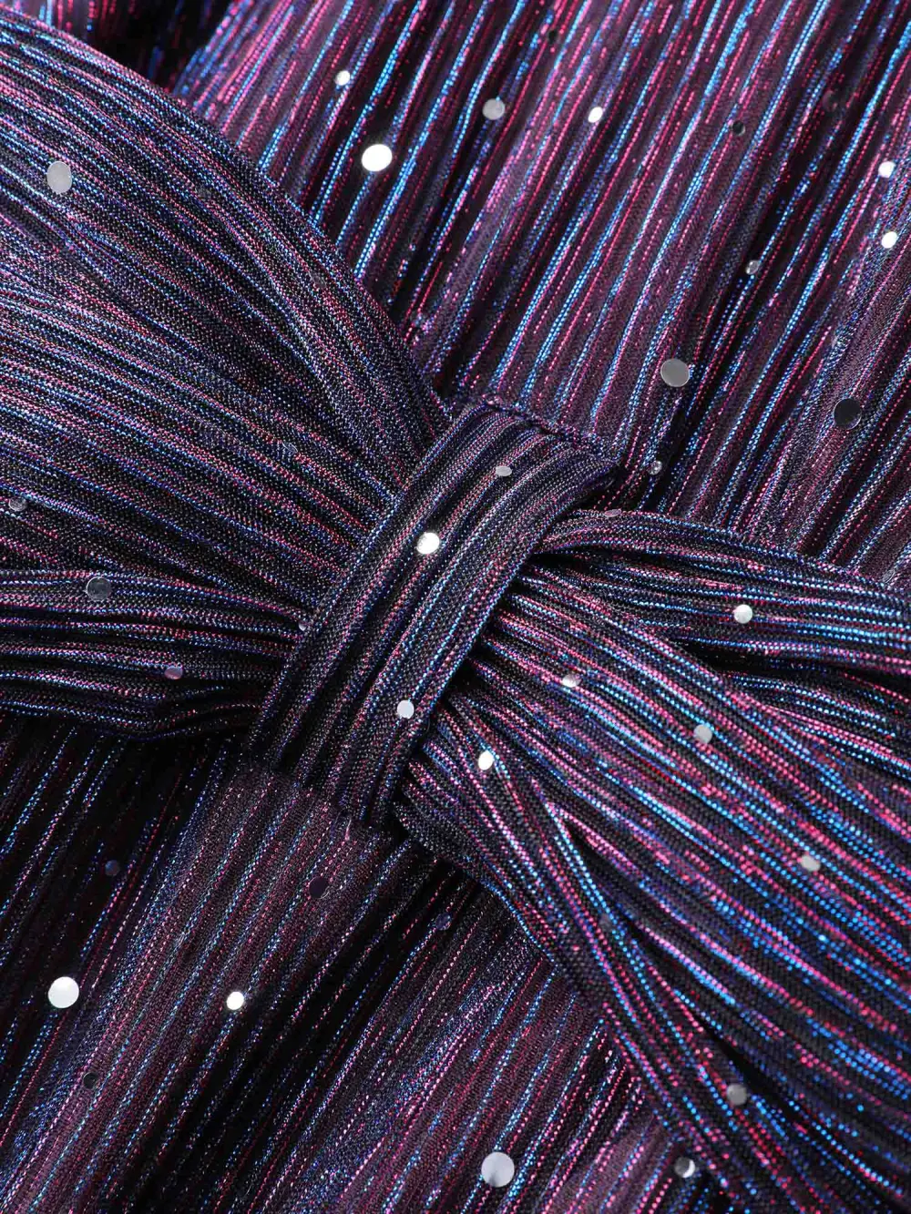 Shimmery Pleated-Waist Pockets Knee-Length Dress