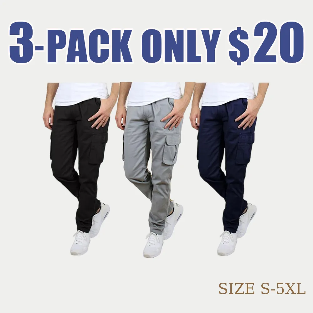 Men's 3 Pack Flex Stretch Cotton Cargo Pants