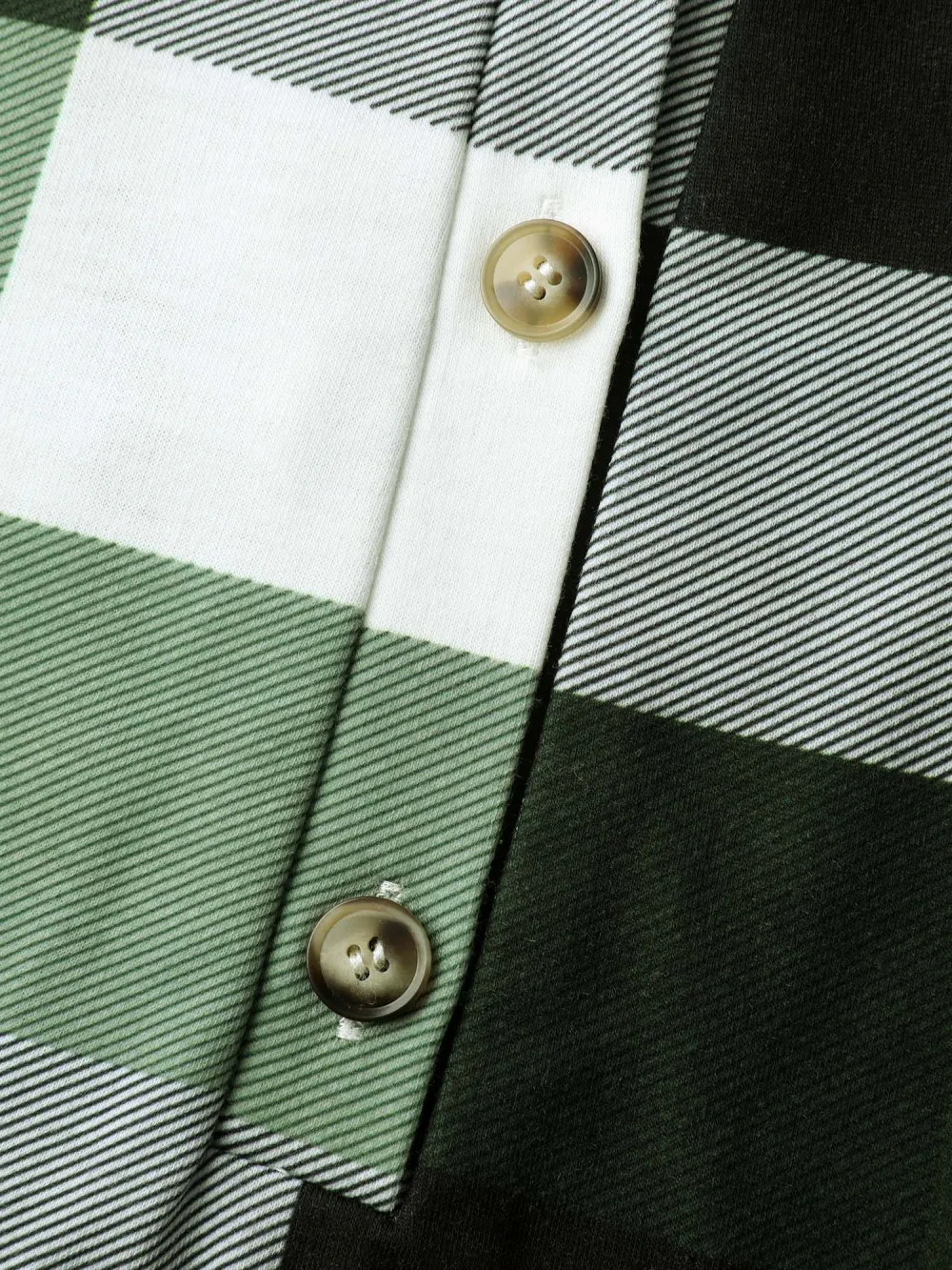 Checkered Print Button Hoodie