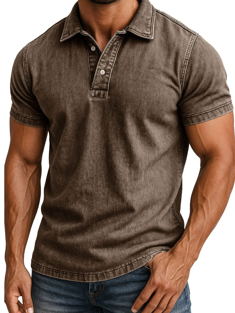Men's Fashion Outdoor Retro Distressed Short-sleeved Polo Shirt 