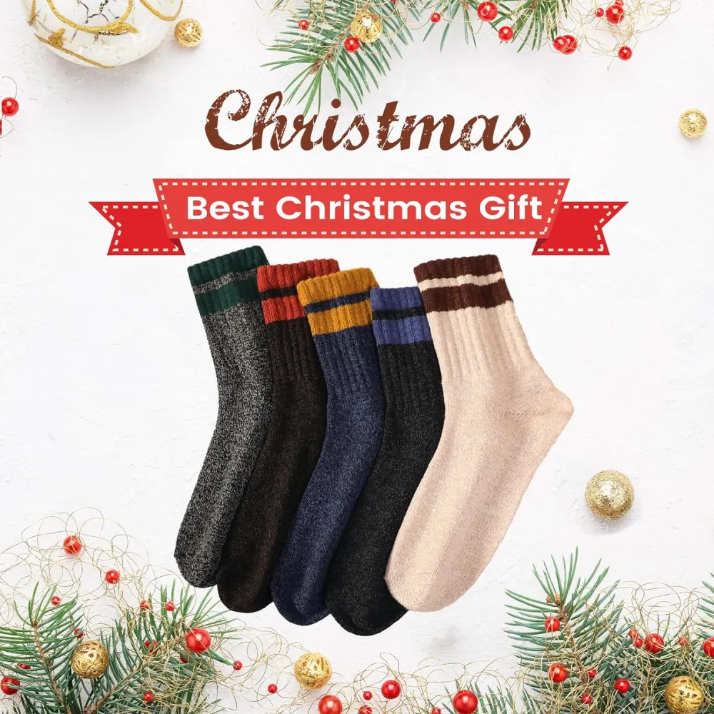 Clothirily Wool Socks- Thick Soft Wool Socks for Women, Vintage Warm Womens Wool Socks, Winter Warm Boot Socks for Women Men