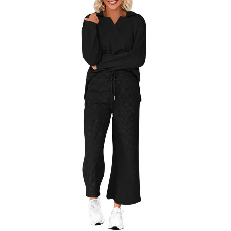 Women 2025 FW 2-Piece Pullover & Wide Leg Pants Lounge Set