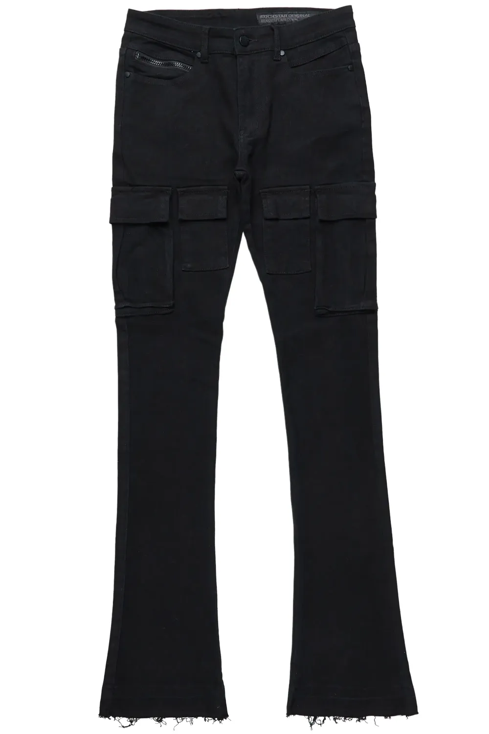 Sarg Black Cargo Stacked Flare Jean
