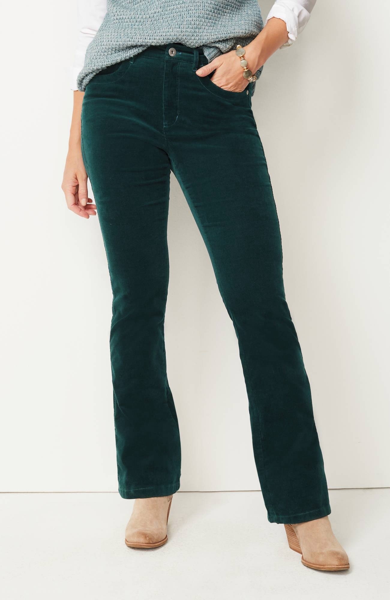 High-Rise Corduroy Boot-Cut Jeans