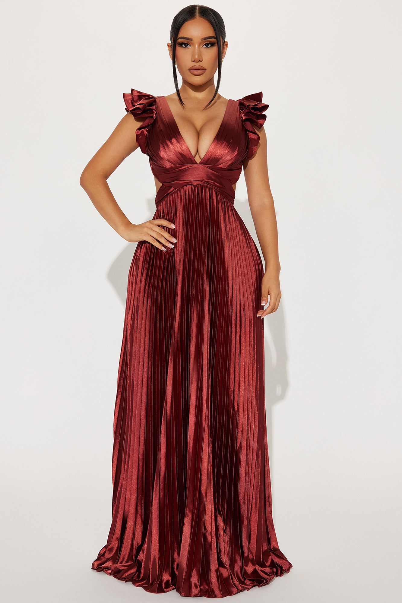 Sun Kissed Nights Satin Maxi Dress - Rust
