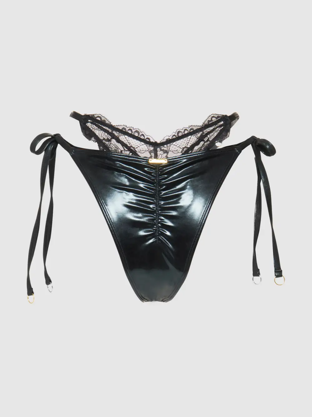 Frederick's Of Hollywood Onyx Double Layer & Lace Swim Cheeky