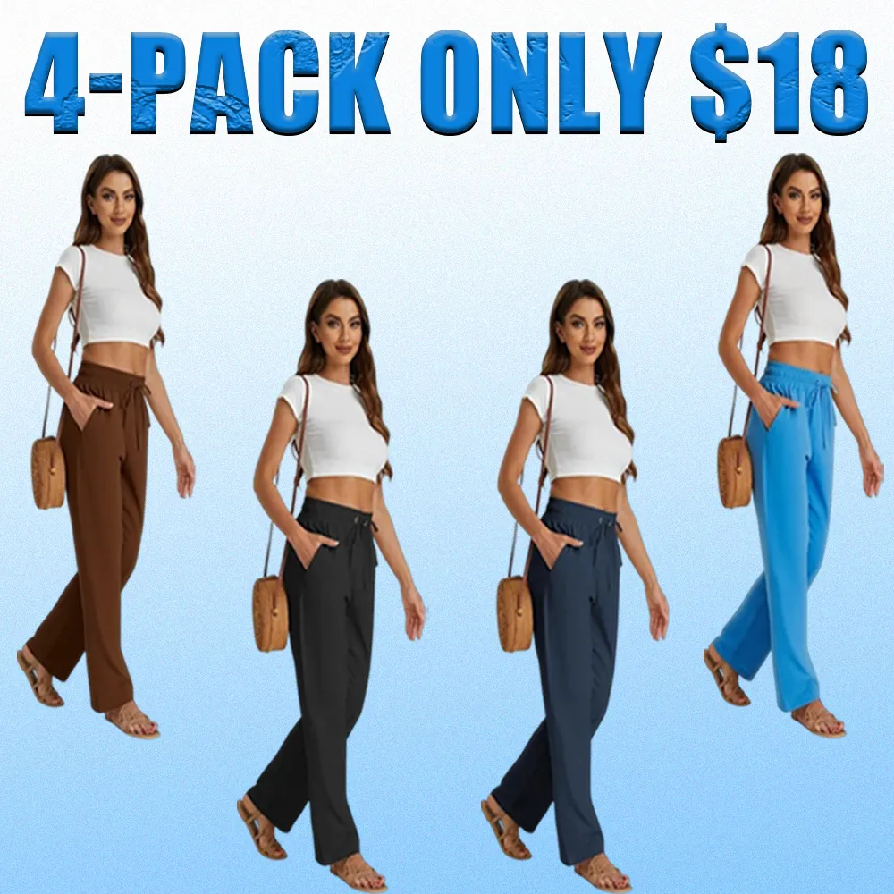 Women’s High Waist Linen Drawstring Pants – Casual Loose Fit with Pockets