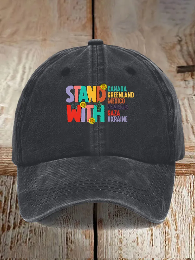 Men And Women's I Stand With Them Washed Baseball Cap
