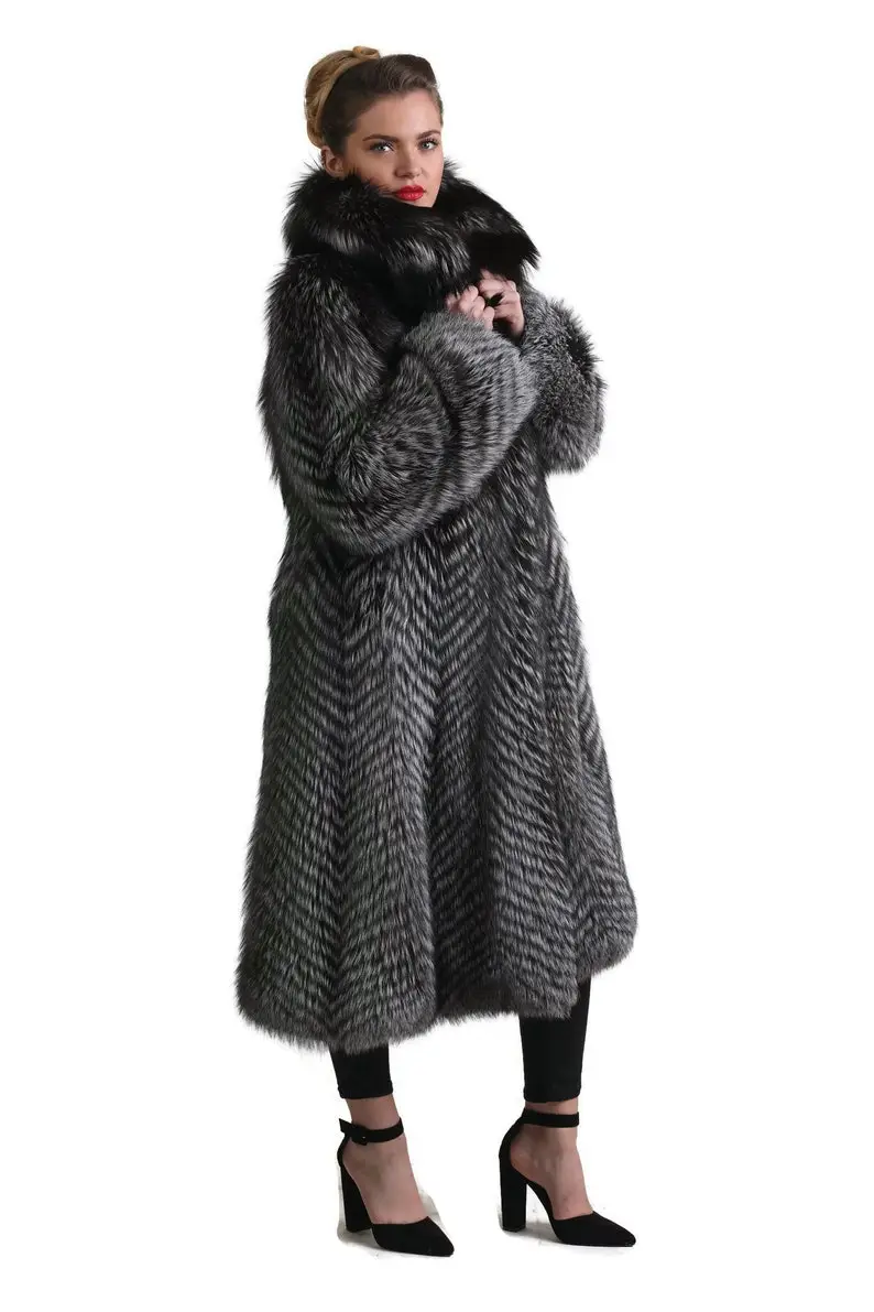 Silver Fox Fur Full Length Jacket