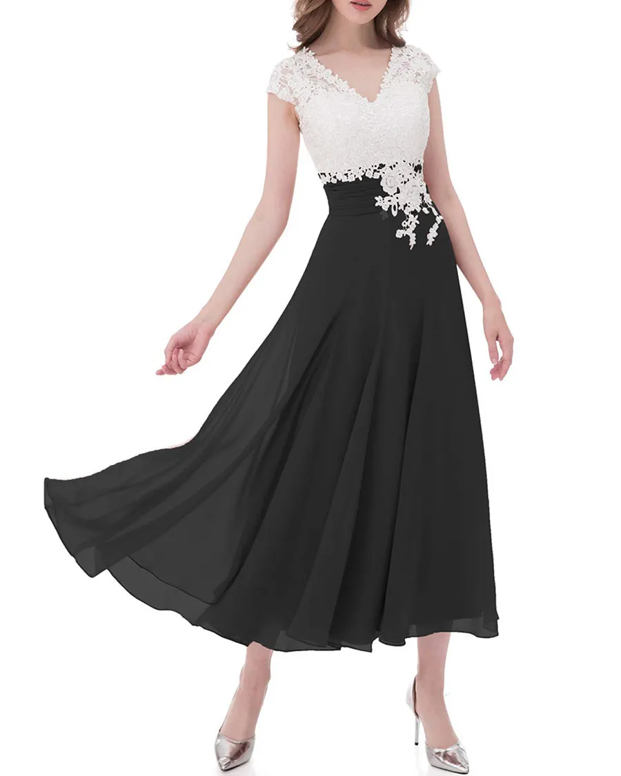 Ladies Elegant V-Neck Panel Casual Dress