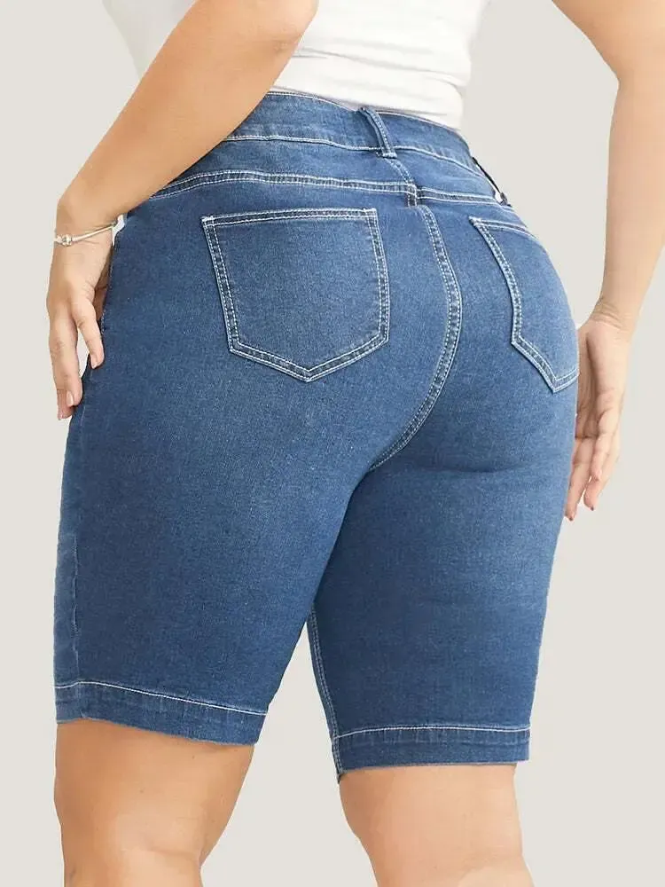 4 Pack Very Stretchy High Rise Dark Wash Denim Shorts