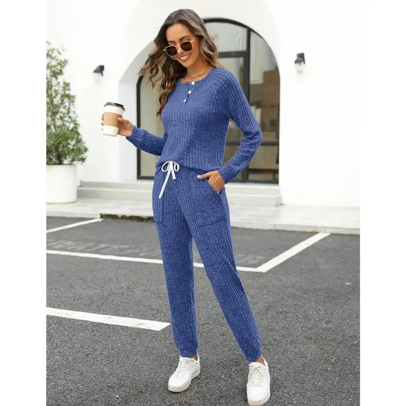 Women's 2-Piece Button Down Lounge Sweatsuit