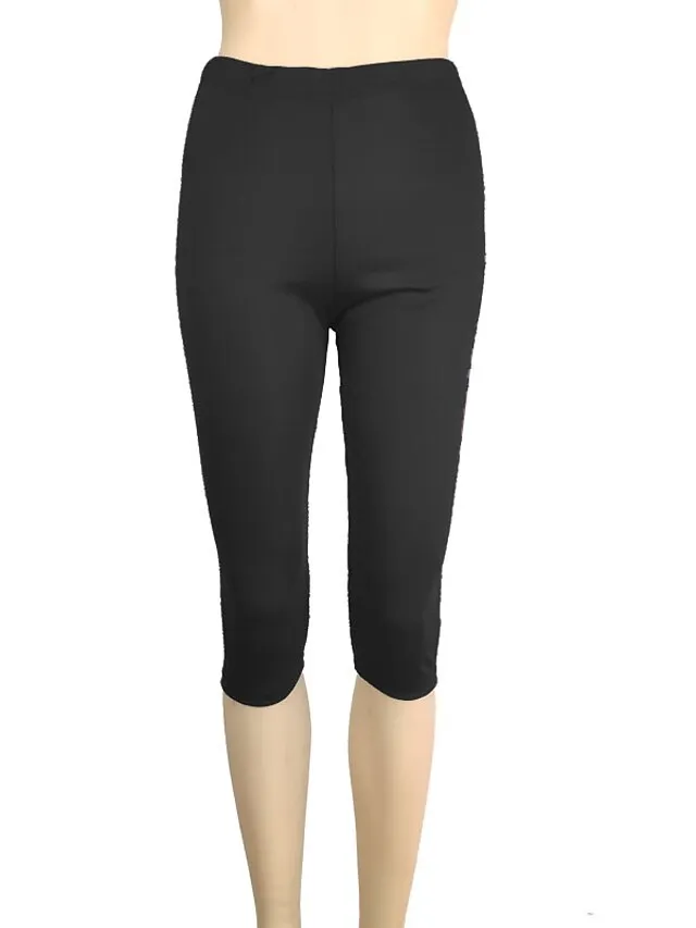 Women's Casual Sports Leggings Capri shorts Scrunch Butt Shorts Elastic Waist Calf-Length Pants Daily Yoga Stretchy Cotton Blend Lightweight Sports High Waist Slim Gray Green 7 points cotton gray 7