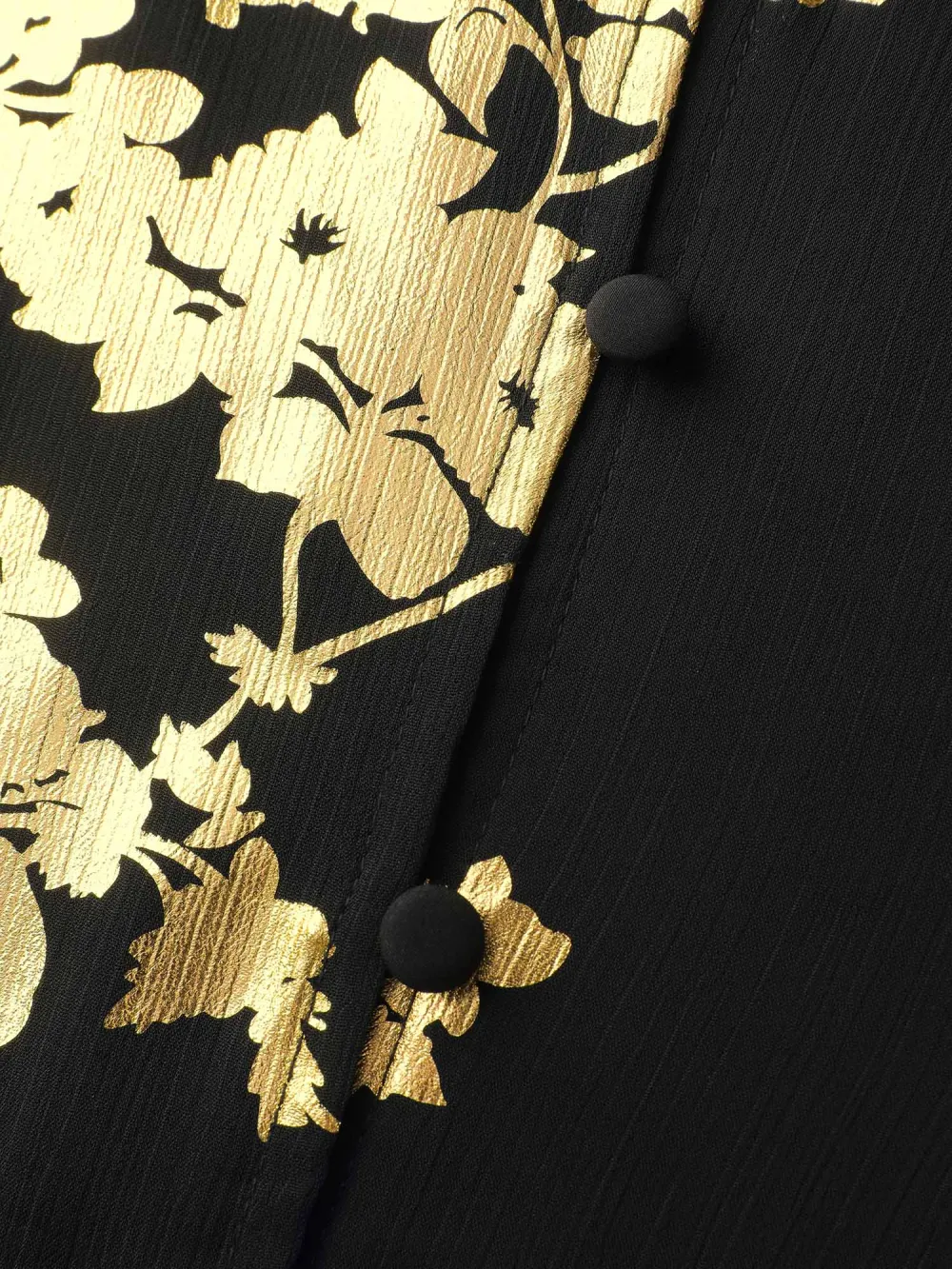 Floral Gold Stamp Sheer Button-Down Shirt