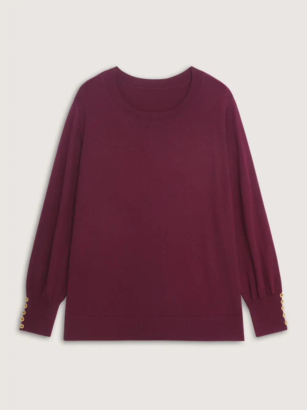 Lantern Sleeve Button Detail Pullover