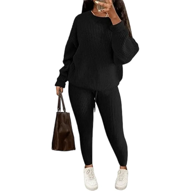 Women's Fall/Winter Solid 2-Piece Knit Set