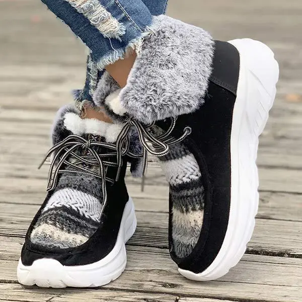 Women's Thick Sole Snow Boots with Plush Lining 06030674C