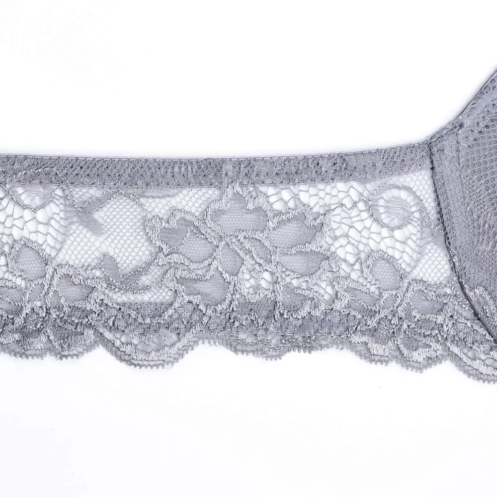 Floral Lace Push Up Bra Lightly Padded Comfort Demi Plunge Bra