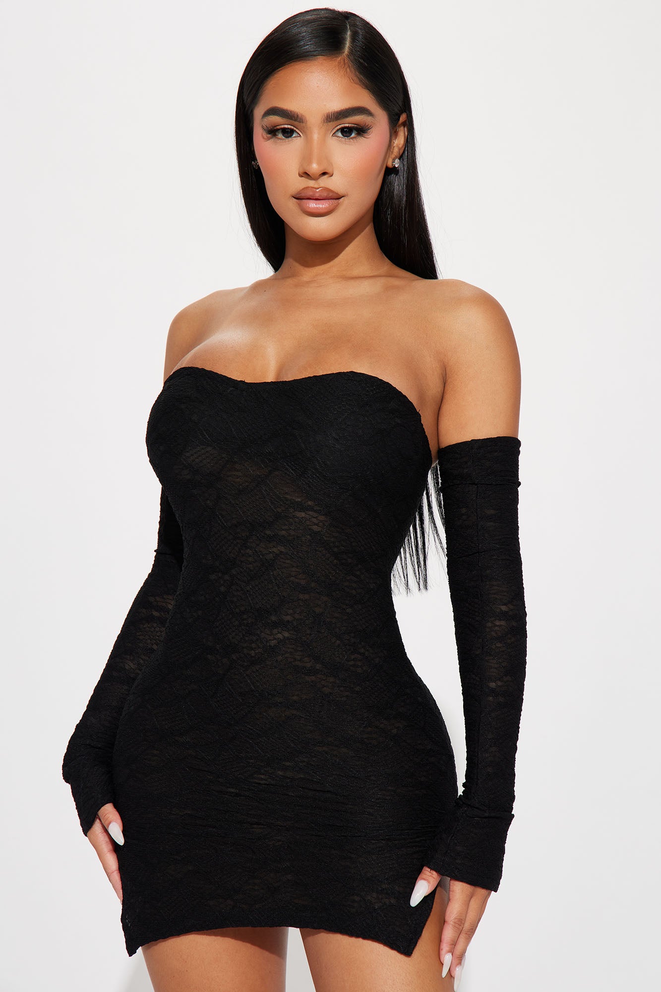 Delilah Textured Mini Dress - Black