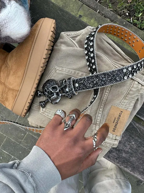 Rhinestone Skull Belt - 1668