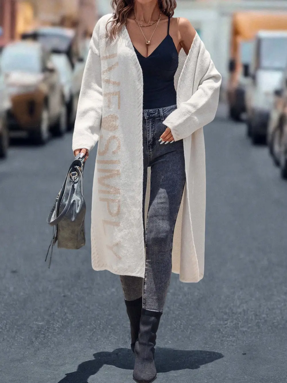 Solid Raglan Sleeve Open Front Cardigan