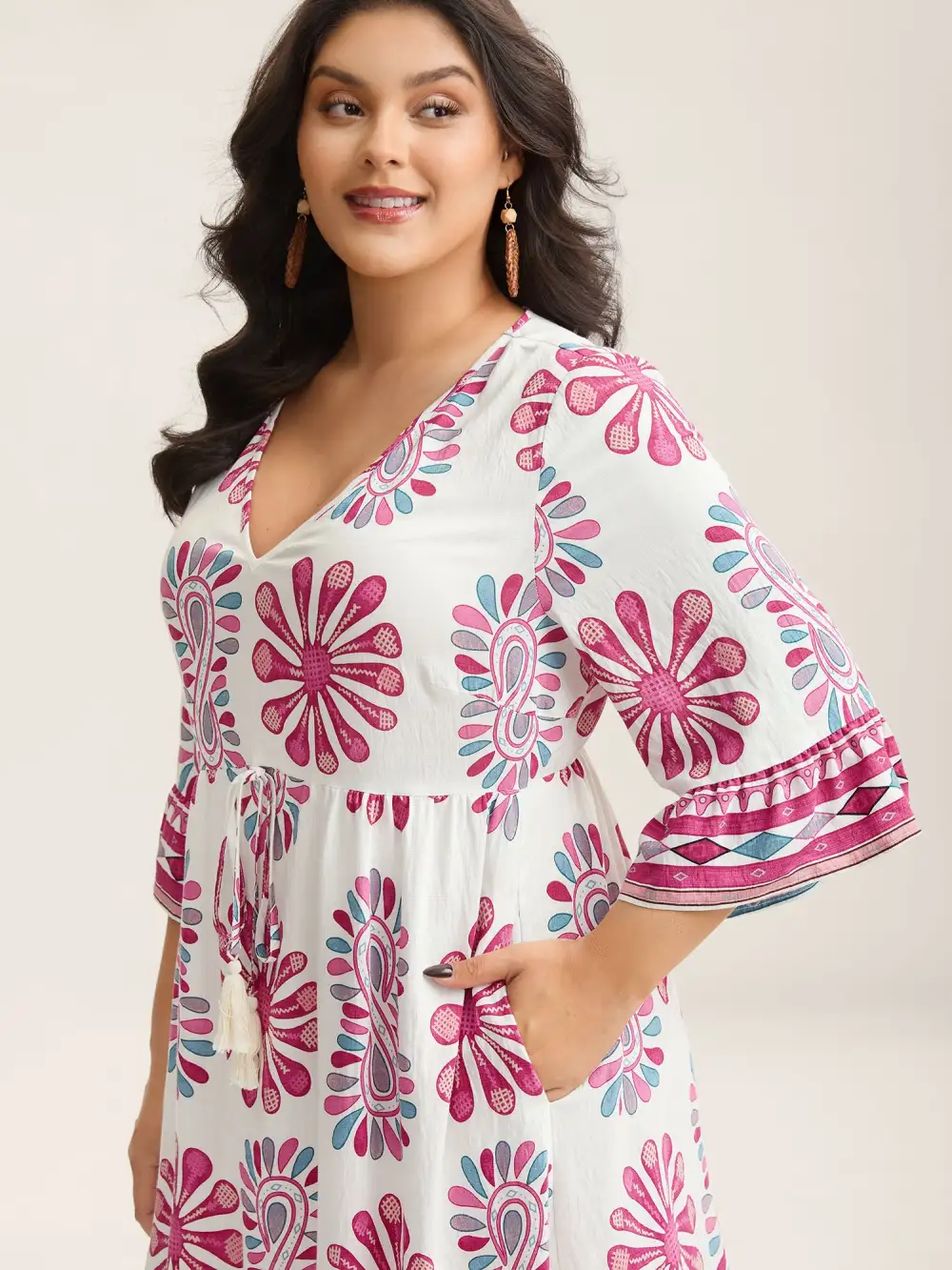 Boho Drama Sheer A-Line Midi Dress