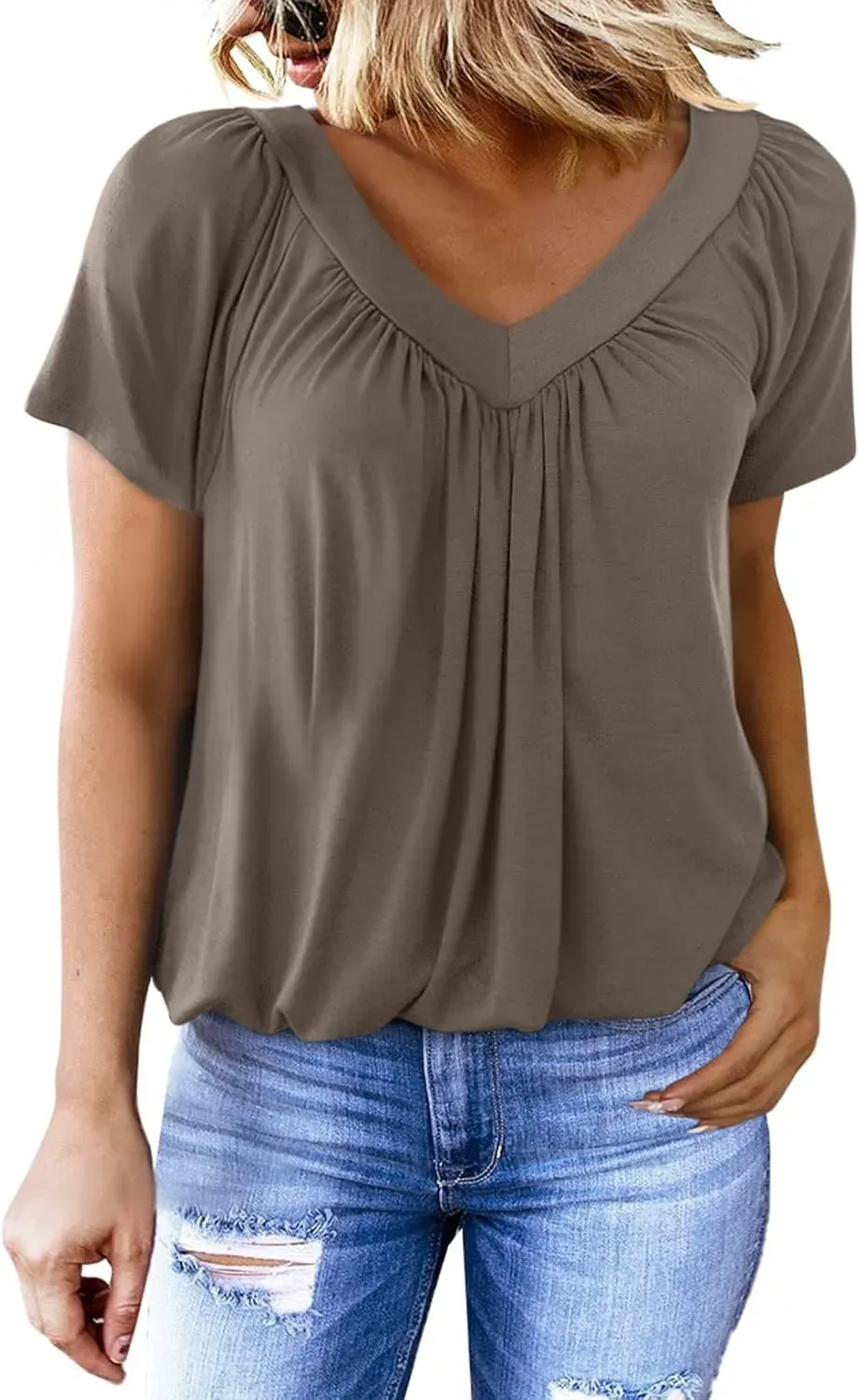 ✨Women's Casual Short Sleeve V Neck Basic T-shirts