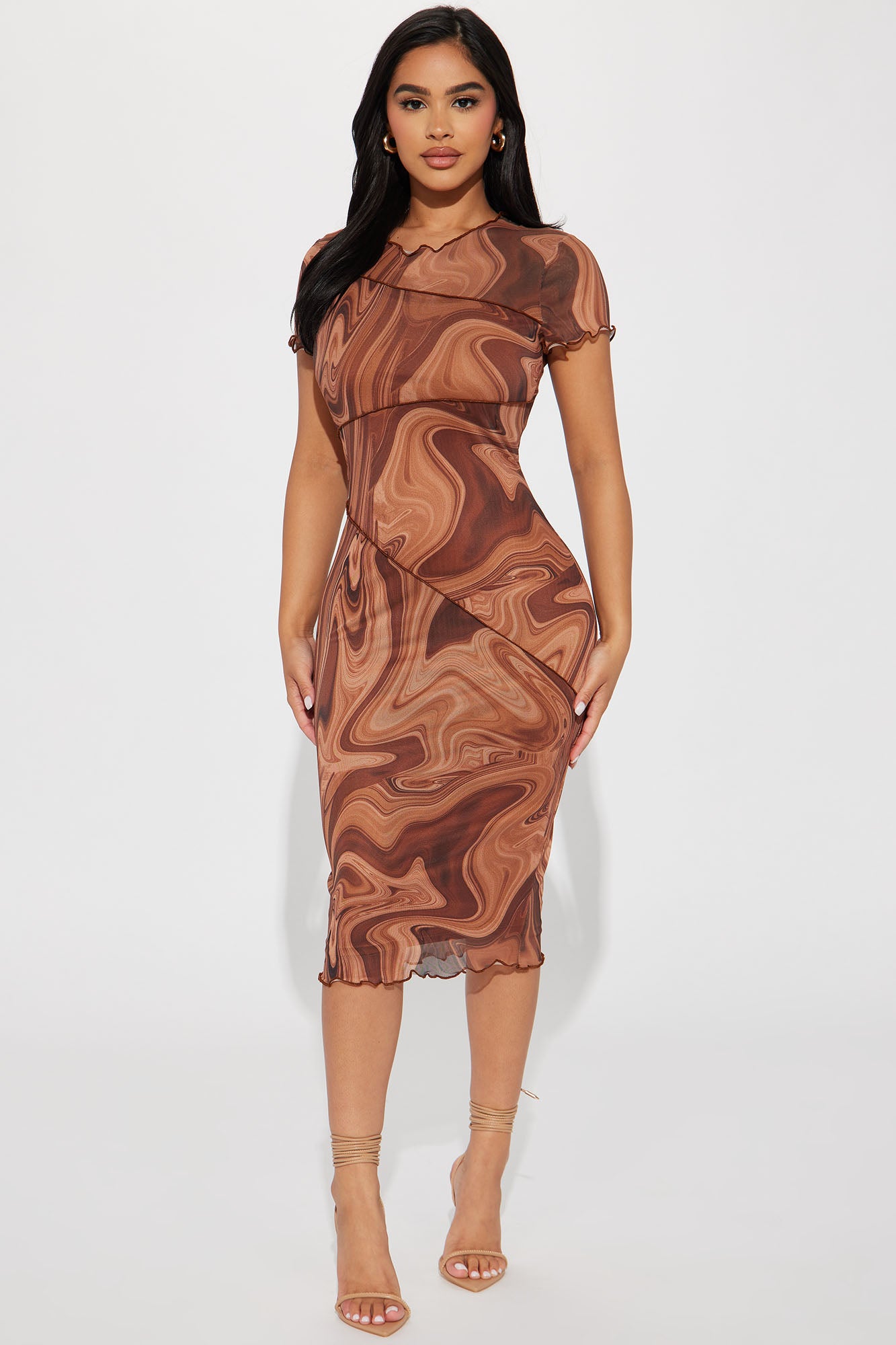 Get Groovy Midi Dress - Brown/combo