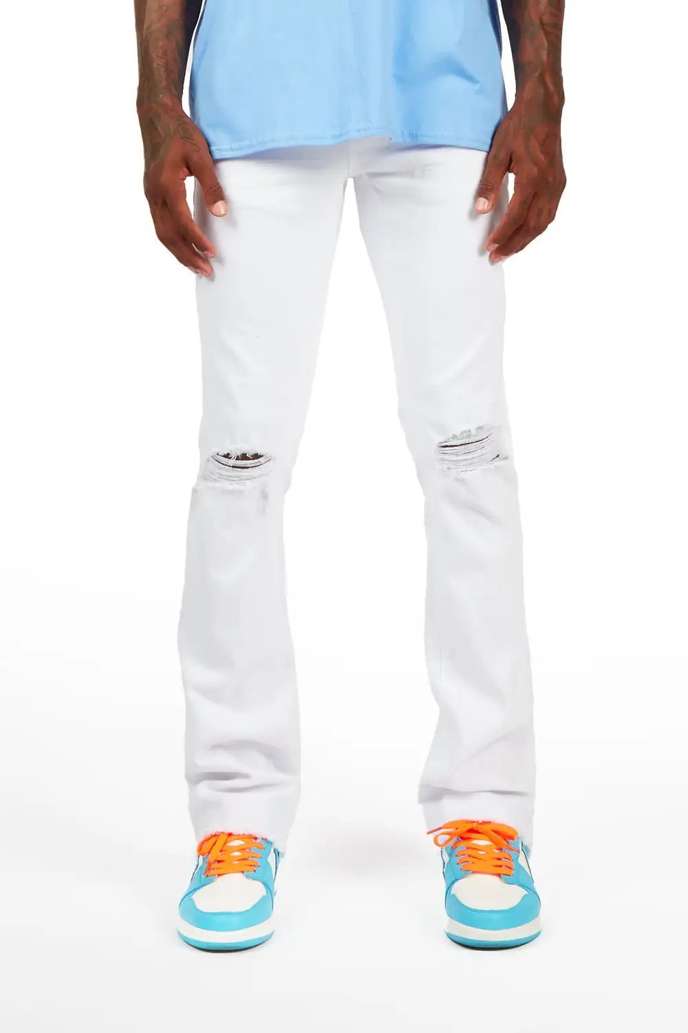 Rebel White Stacked Flare Jean