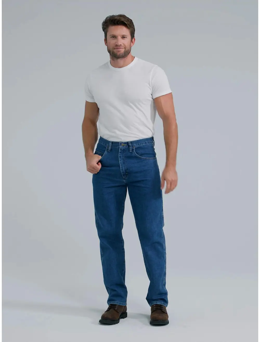 WRANGLER RUGGED WEAR RELAXED STRETCH FLEX DENIM JEAN - STONEWASHED IN STONEWASHED