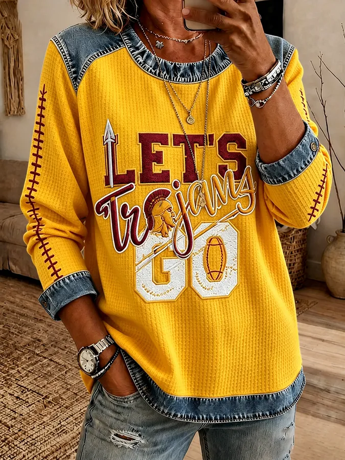 Women'S Rugby Print Long-Sleeved Sweatshirt