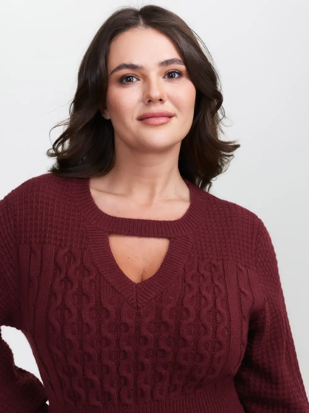 Cable Knit Textured Cut-Out Sweater Dress