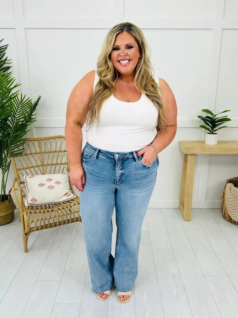 Power Moves Tummy Control Slim Wide Leg Jeans