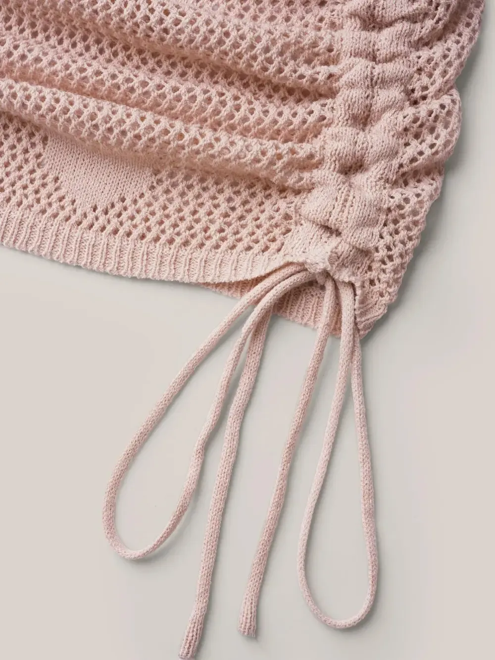 Heart Pattern Drawstring Textured Sheer Swim Cover-Up