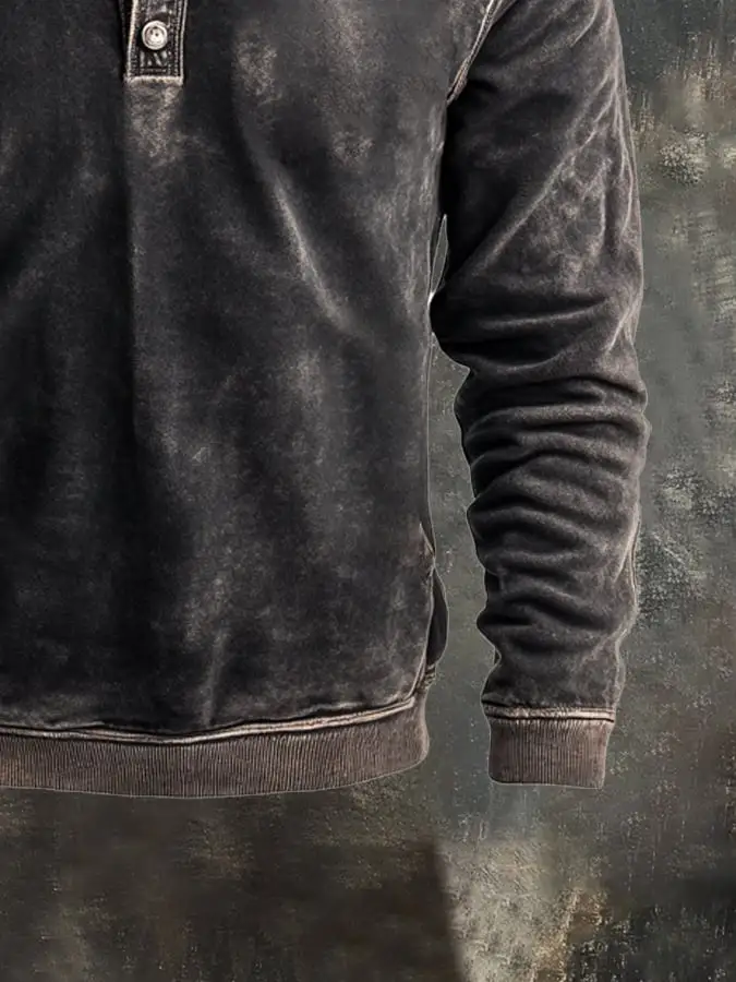 Men's Vintage Comfort Henley Sweatshirt