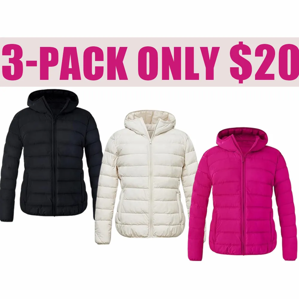 Women's Plus Size Packable Hooded Lightweight Puffer Jacket (Winter/Christmas Gift)