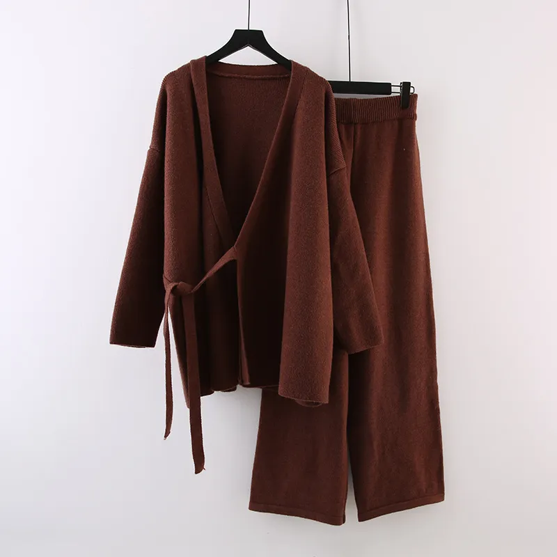Casual Elegant Wrap Sweater Two-Pieces Sets