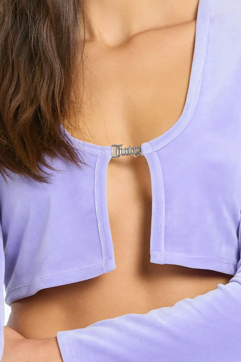 Long Sleeve Velour Cardigan Top