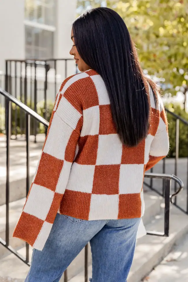 Best Behavior Brown Checkered Sweater