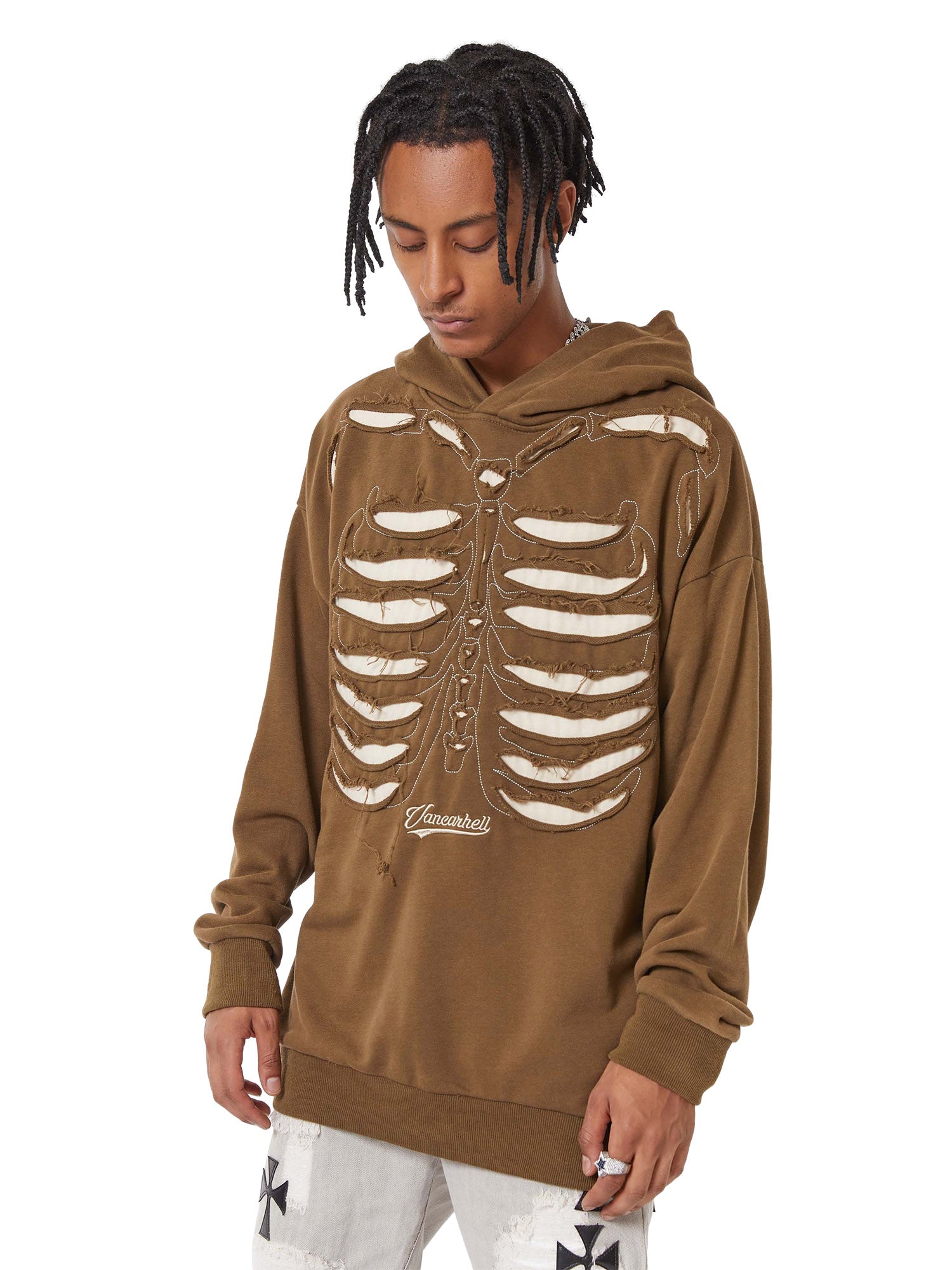 Washed And Aged Hooded Sweatshirt  - 1674