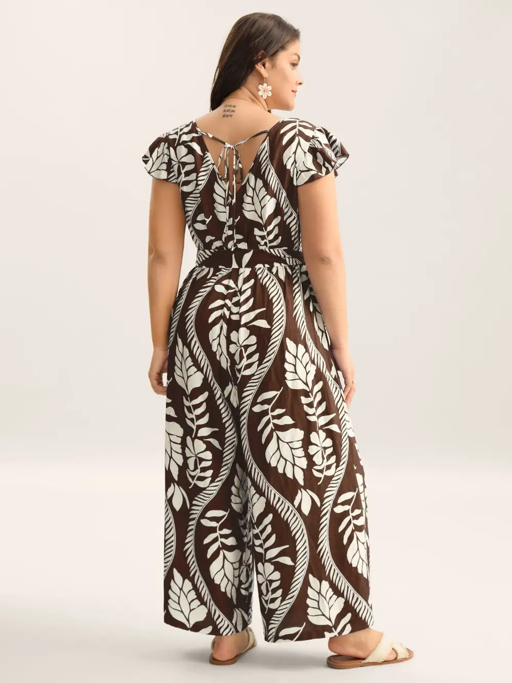 Large Floral Print Pockets Jumpsuit