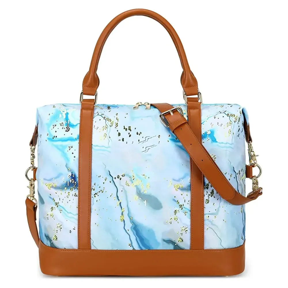Ladies Canvas Weekender Bag Overnight Carry-on Tote Duffel in Trolley Handle