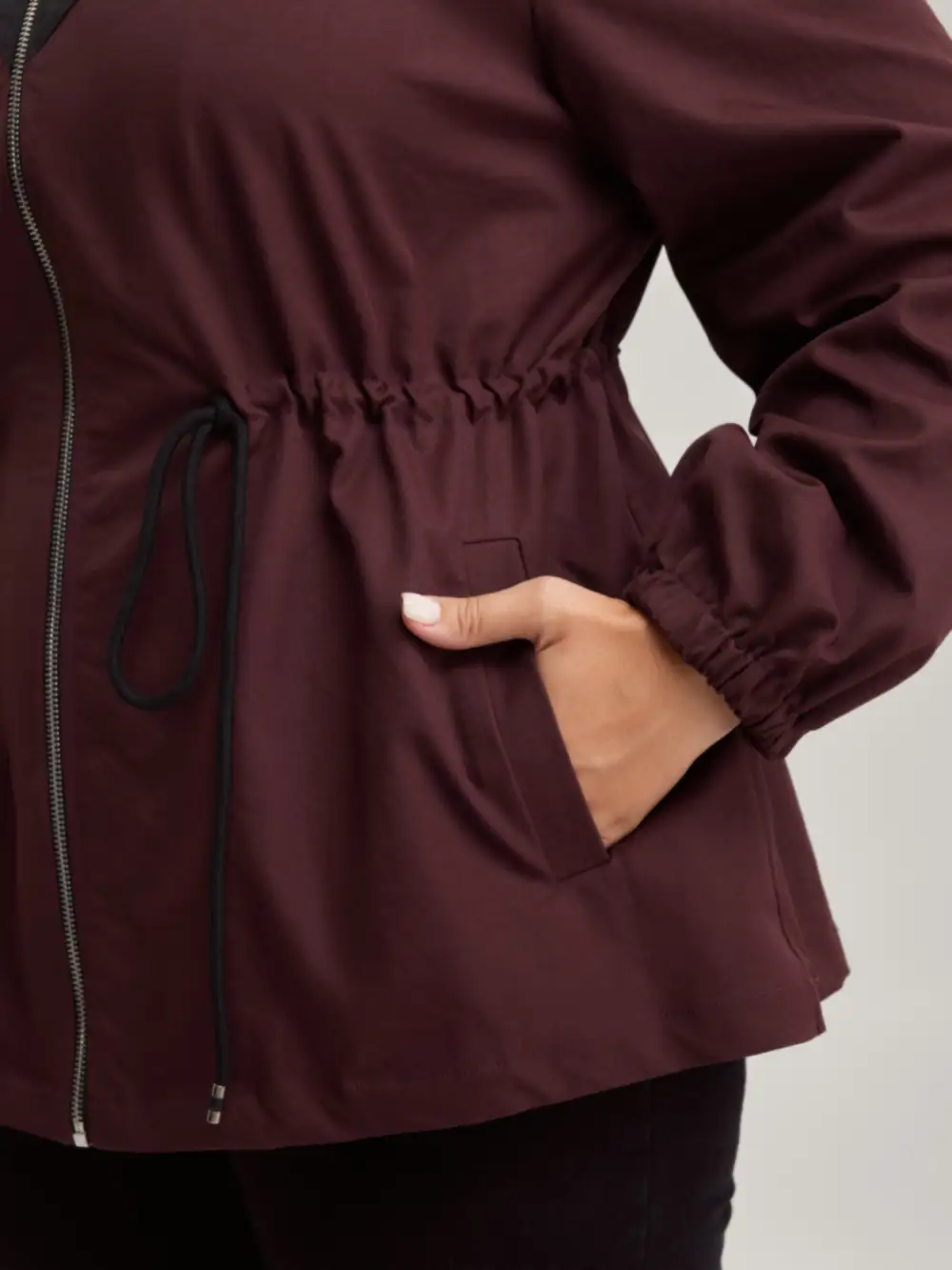 Color Contrast Zipper-Front Jacket