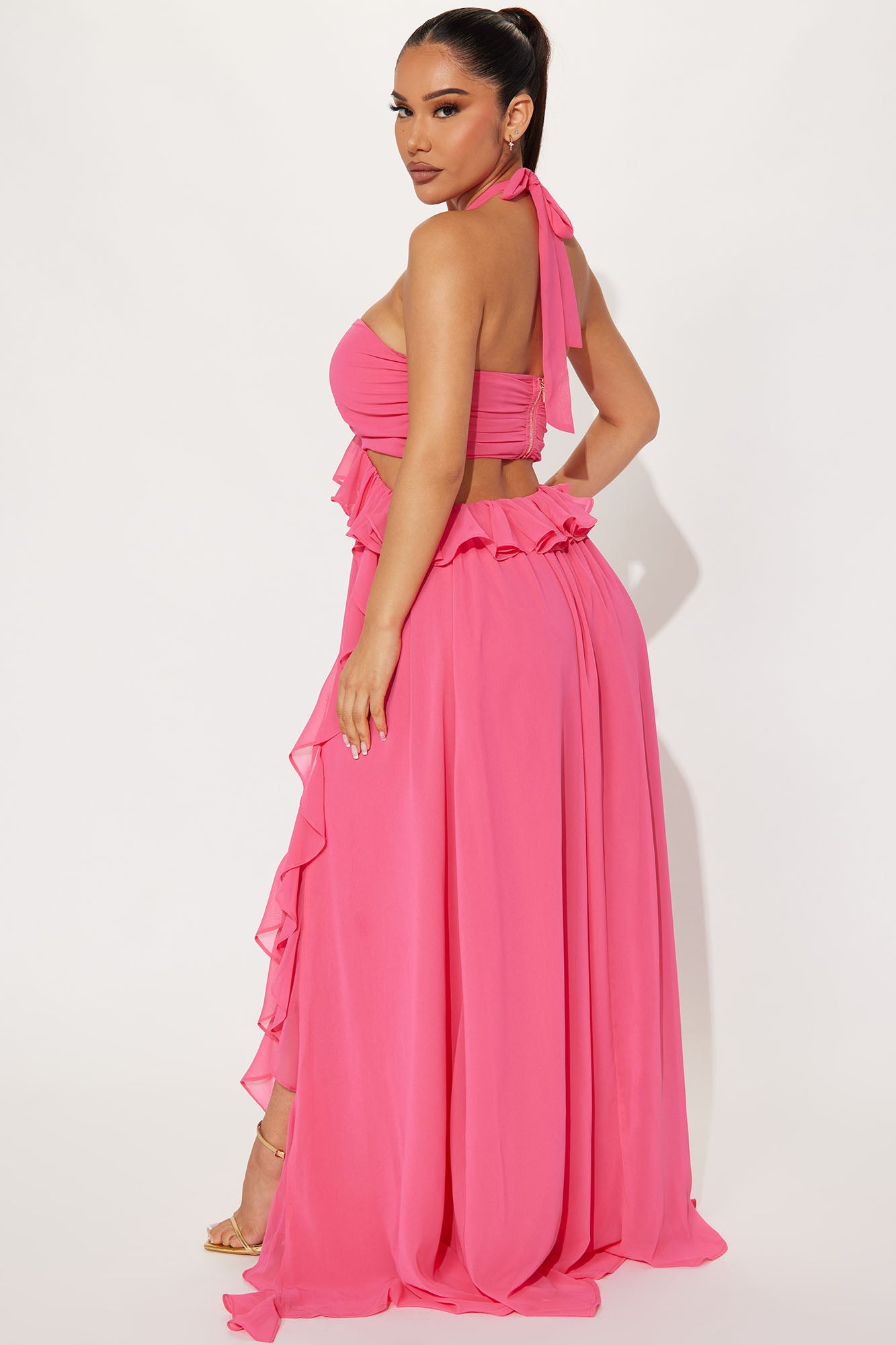 Simi Rose Chiffon Maxi Dress - Pink